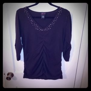 Torrid- Black Sweater w/Ruching and Accents, Sz 1